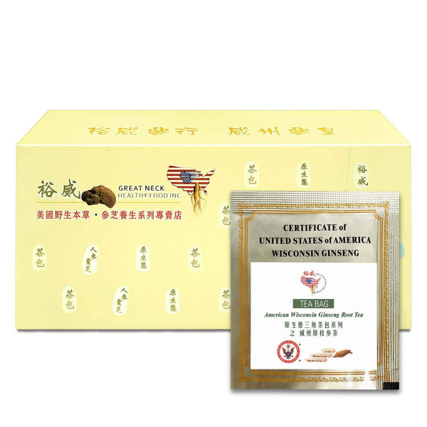 Yu Wei Ginseng - American Ginseng Root Tea, 100% Wisconsin American Ginseng (2g x 60 Bags) Ginseng Board of Wisconsin Certified
