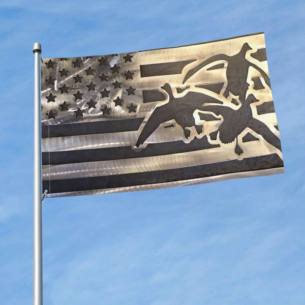 ShiHaiYunBai Duck Hunting Usa Flag Flag, House (3 X 5 Ft)-Premium Polyester-Decorative Indoor Outdoor