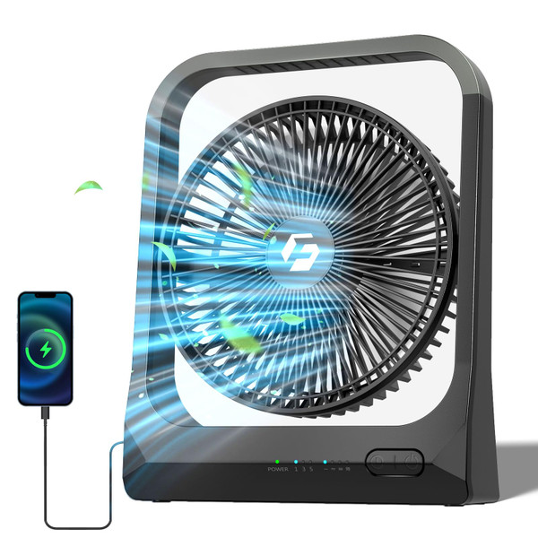 8-inch USB Portable Fan - 20800mAh Rechargeable Battery Operated Fan (80Hrs work time) - Personal Desk Fans - Battery Powered Fans use for Bedroom, Desktop, Table, Office, Camping, and Outdoor