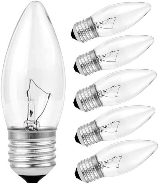 40W Incandescent Chandelier Bulbs - Crystal Clear, Torpedo Tip, Medium E26 Candelabra Base, Ideal for Chandeliers and Pendants, GE 40 Watt Equivalent, Soft White Light - 6 Pack 40W Incandescent Chandelier Bulbs - Crystal Clear, Torpedo Tip, Medium E26 Candelabra Base, Ideal for Chandeliers and Pendants, GE 40 Watt Equivalent, Soft White Light - 6 Pack