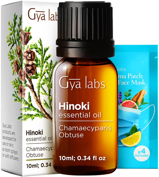 Gya Labs Hinoki Essential Oil - 0.34 Fl Oz - for Hair, Skin, Diffuser, Aromatherapy & DIY Candle Making Scent