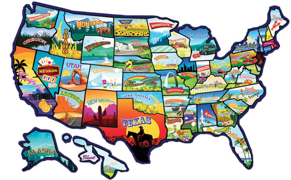 RV State Sticker Travel Map - 17 x 11 inch Large USA Decal with 50 Waterproof USA Stickers - Non-Fade Door, Window, Wall RV Decals - Fun Visited Map for Camper, Motorhome, Trailer