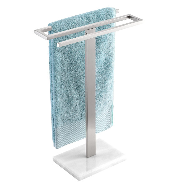 KES Hand Towel Holder for Bathroom, Countertop Towel Stand with Weighted Marble Base, S-Shape Hand Towel Rack Stand Freestanding Counter Top 18/8 Stainless Steel Brushed Finish, BTH223-2
