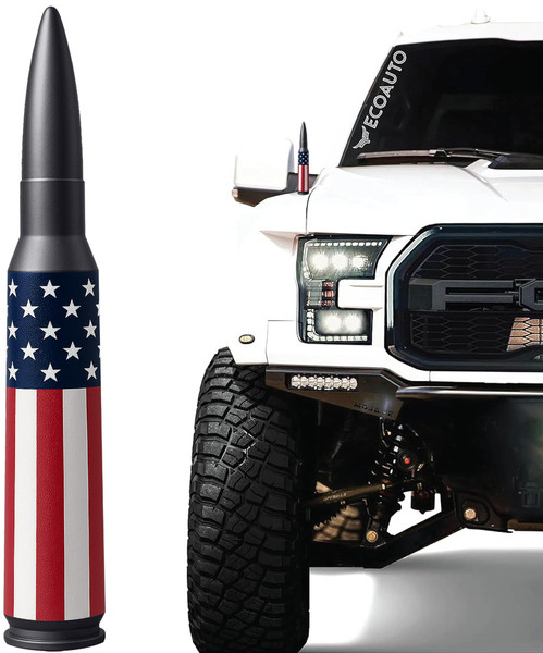 EcoAuto Bullet Antenna Replacement for Dodge Ram & Ford F150 F250 F350 Super Duty Ford Raptor Bronco Trucks - Anti-Theft Design - Radio Antenna for Truck 1990 - Current (American Flag) EcoAuto Bullet Antenna Replacement for Dodge Ram & Ford F150 F250 F350 Super Duty Ford Raptor Bronco Trucks - Anti-Theft Design - Radio Antenna for Truck 1990 - Current (American Flag)