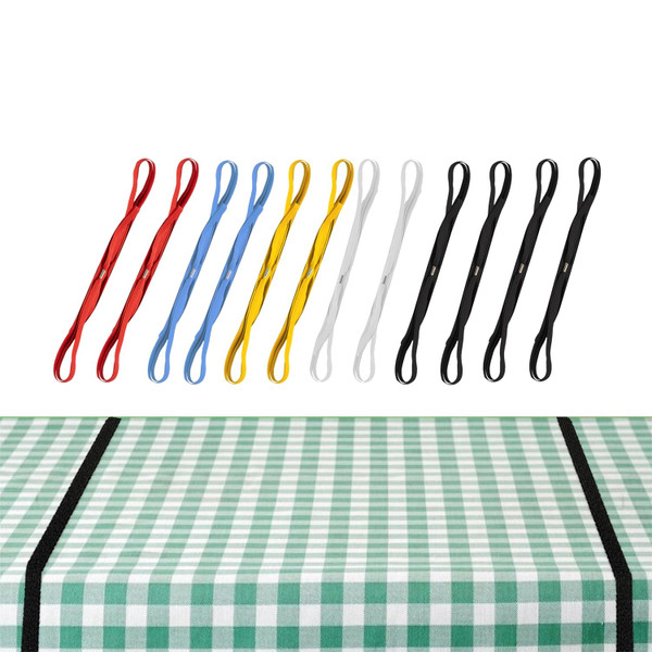 ECOHomes Table Cloth Holders for Outdoors & Picnic Table Bungees Straps (12 PCs Multicolor) - Outdoor Tablecloth Band Clips Hold Down Tableclothe Cover | Extra Strong Camping Rubber Bands Cord