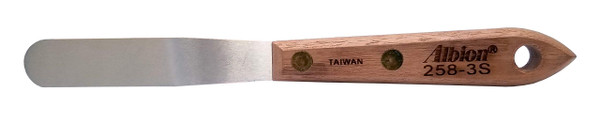Albion Engineering Company 258-3S Classic Spatula, Stainless Steel, Hardwood Handle, 5/8" Wide Tip x 3" Long Blade Albion Engineering Company 258-3S Classic Spatula, Stainless Steel, Hardwood Handle, 5/8" Wide Tip x 3" Long Blade