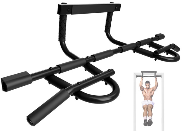 Yes4All Door Pull Up Bar, Heavy Duty Hanging Bar, Pull Up Bar for Doorway, Supports up to 300 lb, Multi-Grip Foam Handles, Fits 30" to 38" Door Frames, Easy Installation for Home Gym Use, Black