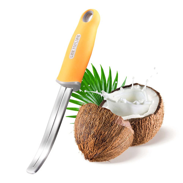 BAMI-LEE House Coconut Meat Remover Knife,Coconut Tool,Coconut Meat Removal Tool Durable Silicone Handle Stainless Steel Coconut Opener Scraper for Kitchen Home