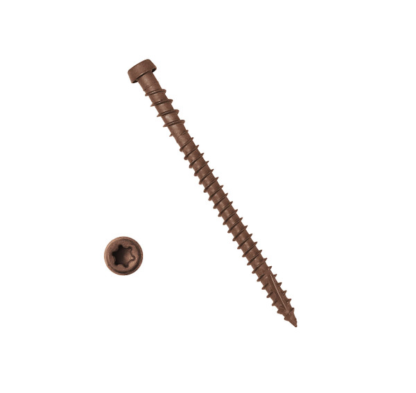 Coated Composite Deck Screws #10 x 2-3/4, Self Tapping Wood Screws and Deck Screws with Torx T20 Star Drive, Type 17 Point, Flat Head, 1 Free Bit Included (Brown, 75), by YYL FASTENER