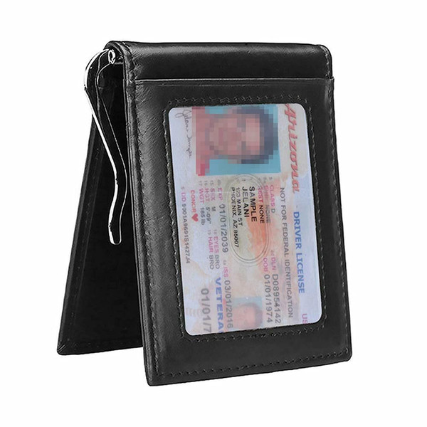 Rswsp RFID Men's Leather Slim Bifold Money Clip Wallet Front Pocket Credit Card Holder