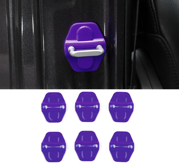 Voodonala for JL Door Lock Cover Buckle Decor Trim for 2018-2021 Jeep Wrangler JL JLU, for Jeep Gladiator JT 2020 2021, ABS Exterior Accessories, 6PAC，Purple