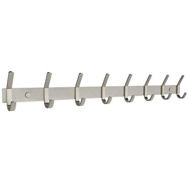 SAYONEYES Coat Rack Wall Mount – Brushed Nickel 24 Inch Stainless Steel Hook Rail with 8 Heavy Duty Double Coat Hooks – Wall Mounted Coat Hanger for Entryway, Bathroom, Bedroom, Towel, Hat Organizer