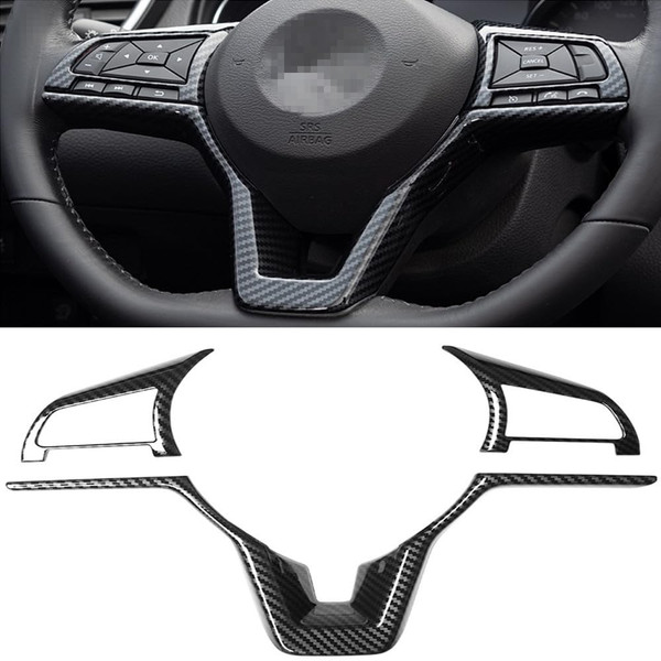 CYAuto Carbon Fiber Style Interior Steering Wheel Trim Fit for Nissan Altima 2019 2020 2021 2022 2023 Sentra Rogue Sport Versa Kicks (Carbon Fiber Style, Steerig Wheel Trim 3pcs)