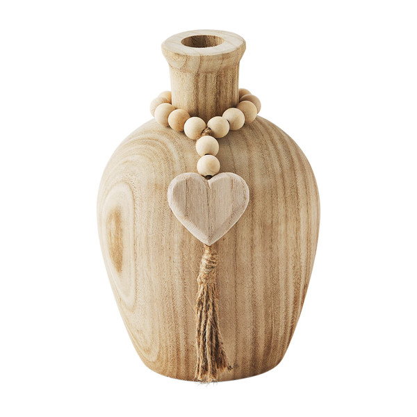 Mud Pie Paulownia Beaded Vase, Heart, 10" x 7" Dia | Heart: 3"