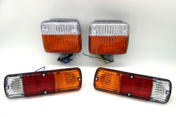 Legion Part Store compatible with Toyota FJ40 Land Cruiser Turn Signal Light Lamp Kit Pair Set of 4. Includes Front and Rear LH/RH 1974-1980 Amber Halogen