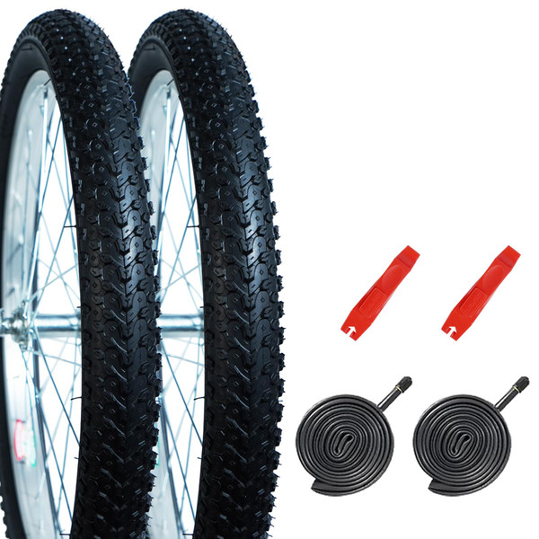 2Pack 20"x 2.125"(57-406) Mountain Bike Tires Replacement Kits Plus 2 Bike Tubes (with Puncture Sealant) and 2 Tire Levers, Bike Tire with Tread Puncture Protection for On or Off-Road Use