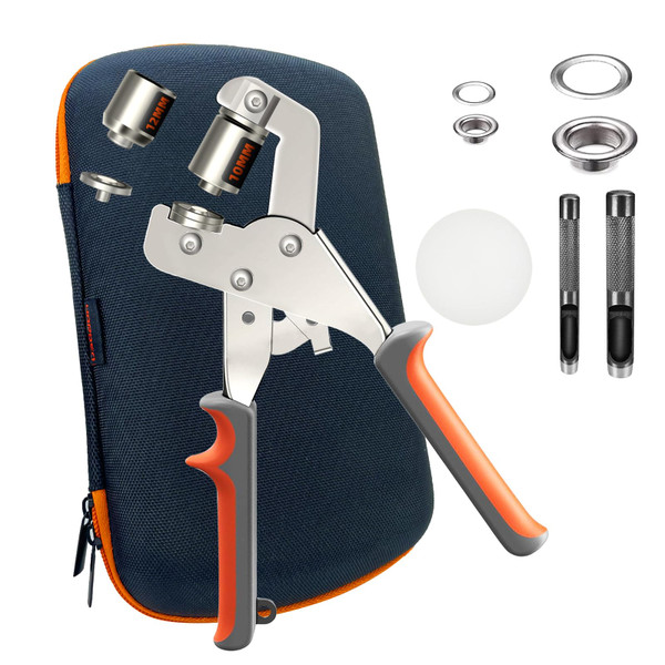 Hapden Heavy-Duty Grommet kit (3/8 and 1/2) Includes a Bag, 200 10 mm Grommets and 200 12 mm Grommets. Eyelet and Grommet Tool kit for DIY Tarp Ring Repair and Installation.