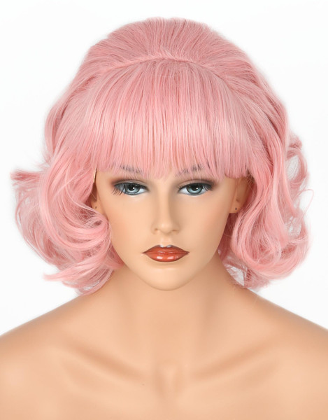 Lucoacos 50s Wig for Pink Ladies Vintage Honeycomb Shaped Bob Curly Wig