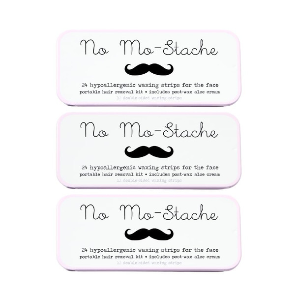 No Mo-Stache Lip Wax Kit 24 count 3 Pack - Skin Friendly Easy to Use Wax Strips - Travel Friendly Lip Wax Strip - Lip Hair Removal in No Time - Hypoallergenic Hair Removal Strips For Face, Lip, Brows