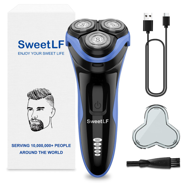 SweetLF Electric Razor for Men, IPX7 Waterproof, Wet & Dry Shaving, Pop-up Trimmer, Type C Rechargeable, Corded & Cordless, Father's Day Gift