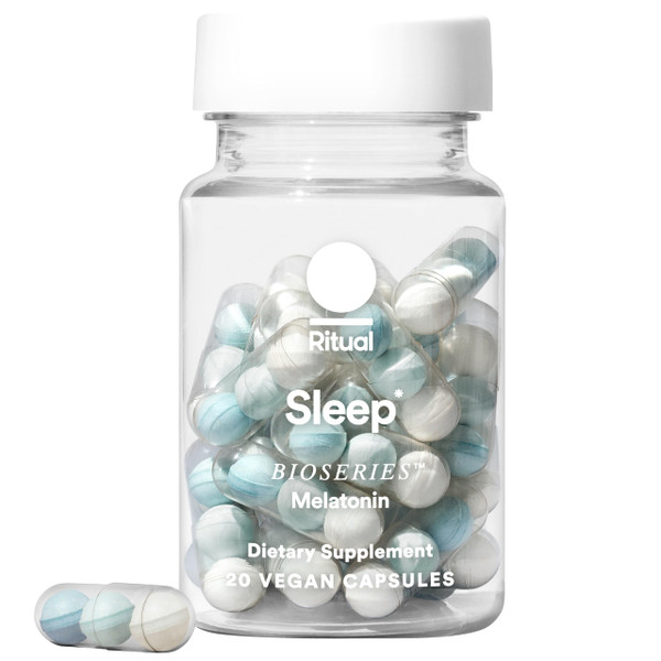 Ritual Sleep Bioseries™ Melatonin: Sleep Aid for Adults, Sleep Supplement with Time Released Capsules, Vegan Drug Free Sleep Vitamins for All Night Sleep Support, 20 Capsules