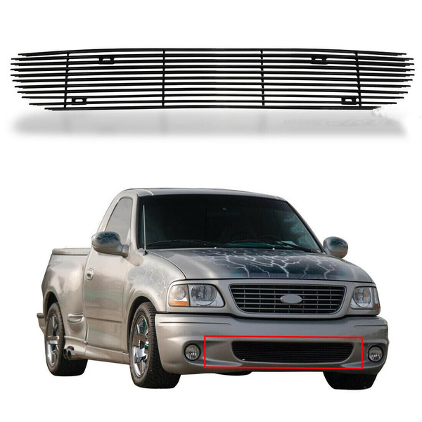 Fits 1999-2003 Ford F-150 Lightning Front Black Lower Bumper Billet Grille Insert Grill Aluminum 2000 2001 2002