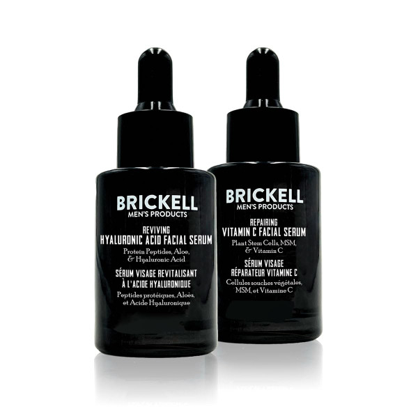 Brickell Men's Daily Anti-Aging Day and Night Serum Routine, All Natural and Organic, Unscented
