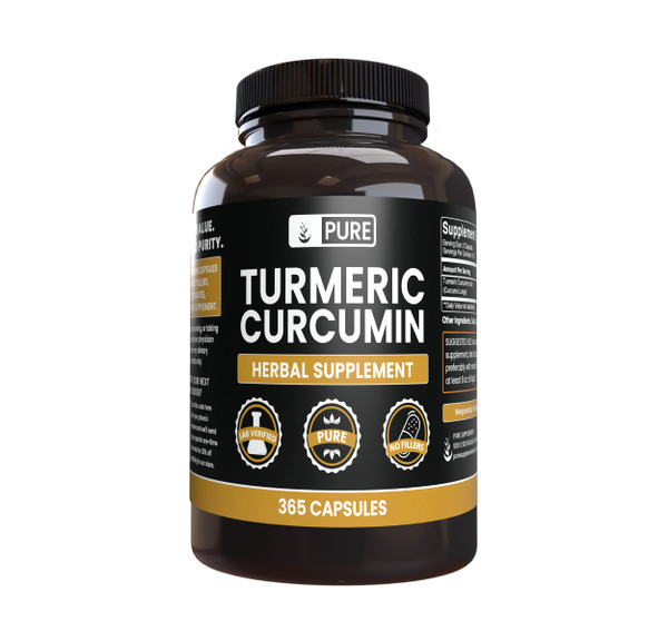 PURE ORIGINAL INGREDIENTS Turmeric Curcumin (365 Capsules) No Magnesium Or Rice Fillers, Always Pure, Lab Verified