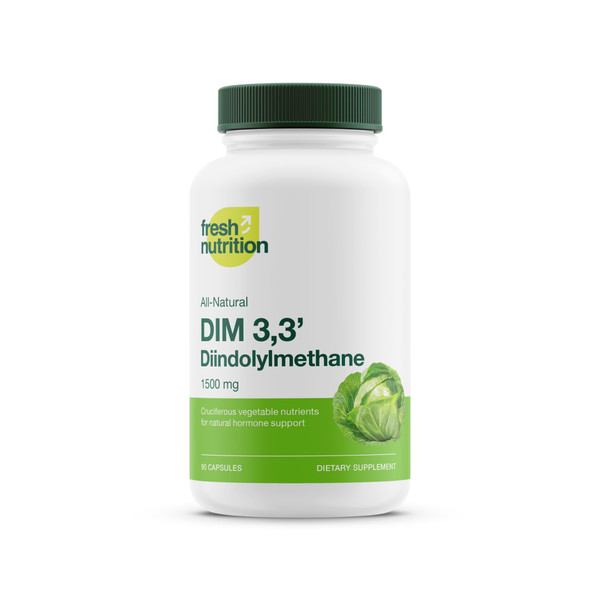 DIM Supplement 500mg - Diindolylmethane for Estrogen Metabolism, Hormonal Health, Acne & Antioxidant Support – Vegan, Non GMO, Gluten-free - 90 Capsules