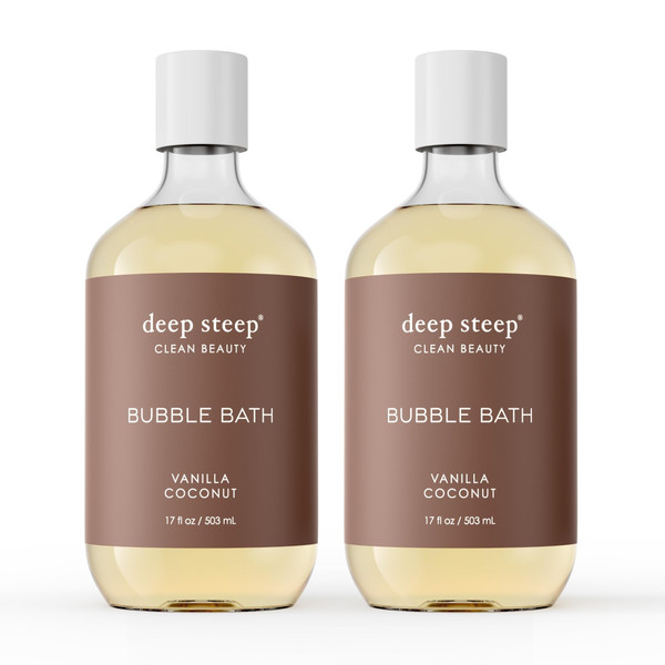 Deep Steep Bubble Bath, Vanilla Coconut 17 oz (Pack of 2) – Hypoallergenic, Clinically Tested Soothing Soak with Shea Butter & Argan Oil – Sulfate-Free