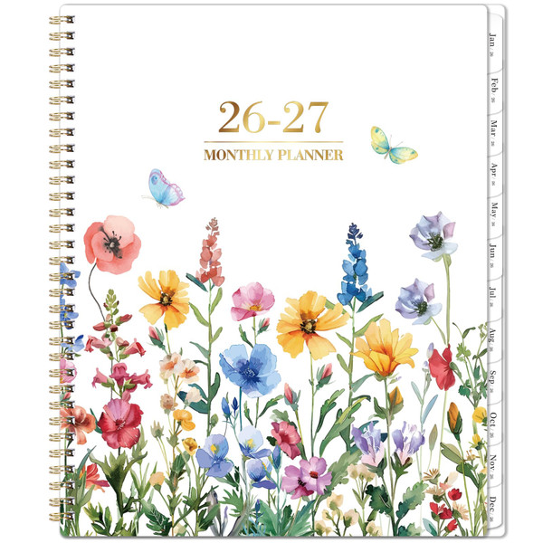 2026-2027 Monthly Planner/Calendar - 2 Year Monthly Planner 2026-2027, Jan. 2026 - Dec. 2027, 9" × 11" Calendar Planner 24 Months with Tabs, Twin-Wire Binding, Double-Side Pocket, Holiday ＆ Note Pages