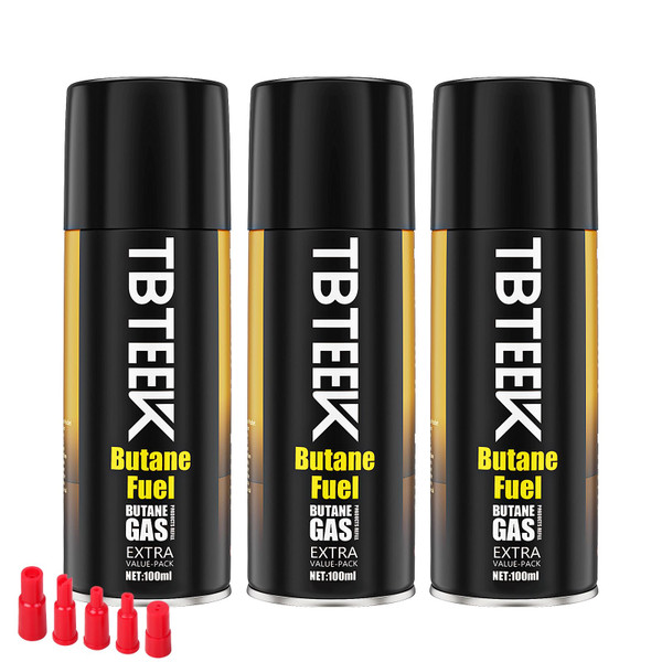 TBTeek Butane Refill, Ultra-Refined Lighter Fluid Refill, 100ml Butane Fuel Refill, Butane Canister for Torch Lighter, Butane Torch, Kitchen Blow Torch (3 Can)