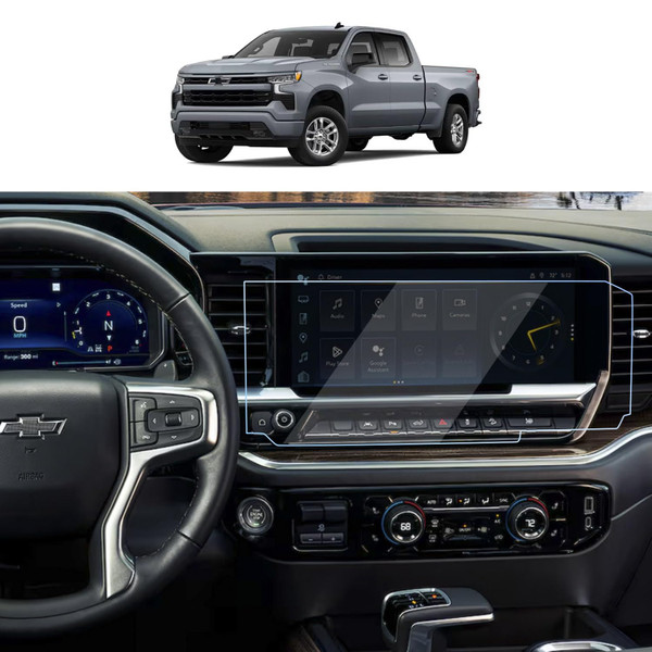 2026 2025 Silverado Sierra Screen Protector For Silverado 1500 2024 2023 2022 Sienna 1500 2500HD 3500HD Navigation Touchscreen Protector 9H PET Anti-scratch High Clear