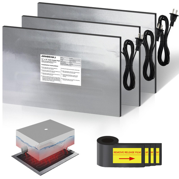 RV Holding Tank Heater Pad,3PCS 12"x18" 120V RV Tank Heater Pad with Automatic Thermostat for Camper,Trailer,Motorhome,Marine,Use with Up to 50 Gals Fresh/Grey Water/Black Water