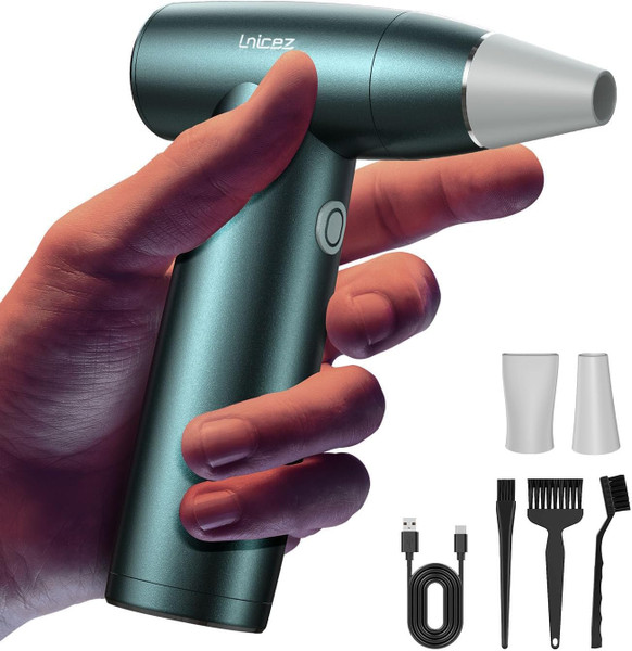 Compressed Air Duster-150000RPM Air Duster,Electric Air Duster with Powerful Brushless & Coreless Motor,Eleagnt Air Blower for Keyboard Cleaner,Mini Blower Replace Canned Air for PC Cleaning Kit