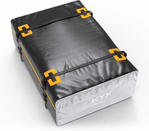 KYX Rooftop Cargo Carrier Bag –KYX 15 Cu.Ft Waterproof Roof Top Luggage Bag for All Cars with/Without Racks, Anti-Slip Mat, Double Rain Curtain
