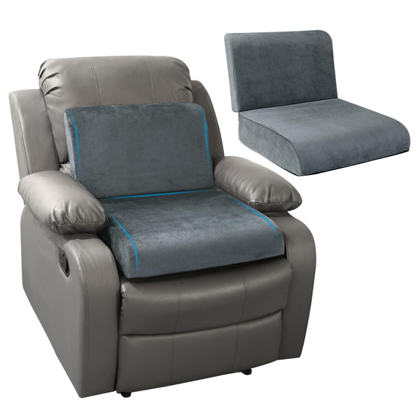 HOMBYS Recliner Seat Cushion with Lumbar Supportive Pillow Extra Large Non-Slip Seat Cushion with Back Support Cushions,Cruve Edge Design for Relief Thighs Pressure, Dark Grey