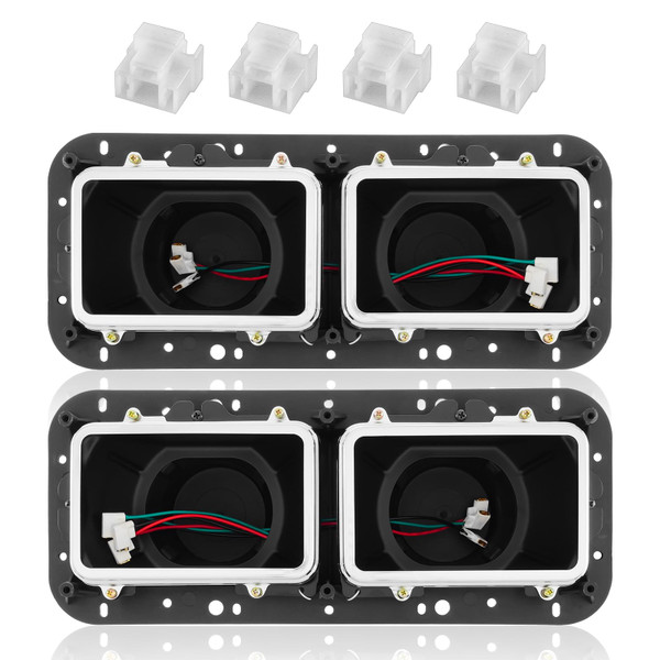 TODO Headlight Housing Base with Chrome Dual Headlight Bezel Compatible with Kenworth T600 T800 W900, Peterbilt 379, Western Star 4900, Freightliner FLD, Driver and Passenger Side