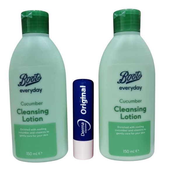 Boots Cucumber cleansing Lotion 2x 150ml With Free Orignial Lip Balm-1761542870
