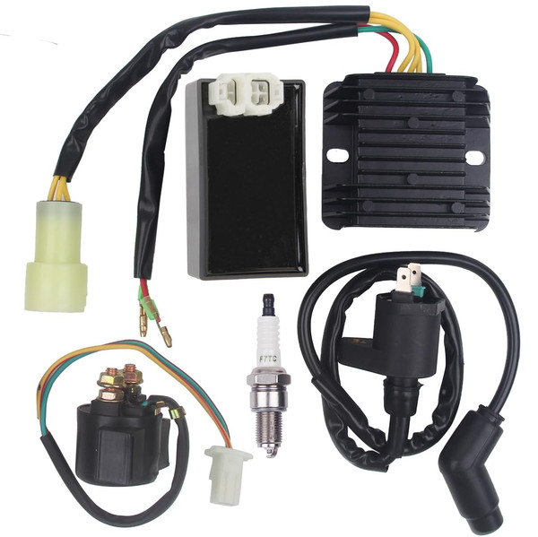 Goodbest New CDI Voltage Regulator Rectifier Relay Ignition Coil Spark Plug Compatible With Honda FourTrax 300 TRX300 TRX300FW 1993 Replace 30410-HC4-770