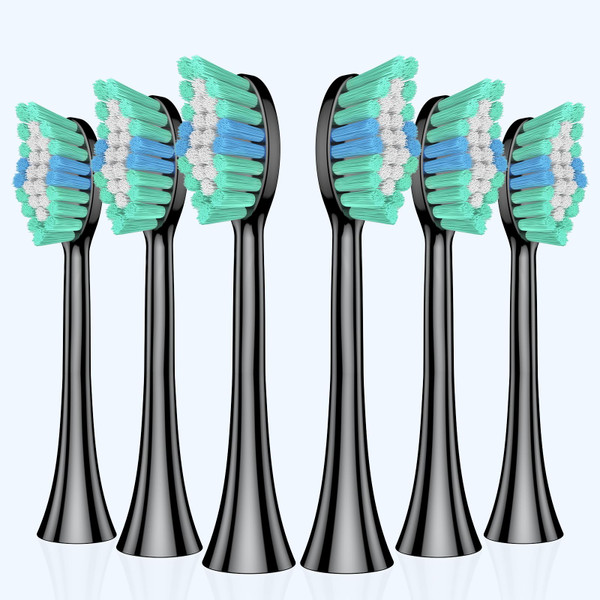 COSLUS Electric Toothbrush Replacement Heads: Compatible with C40 (DY-108Pro), 6 Pack with W-Shaped Design, Black