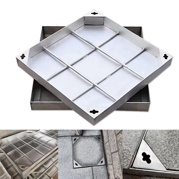 Class Stainless Steel Manhole Cover & Frame, Heavy Duty Recessed Square Septic Tank Lid with Base, Invisible Flush-Fit Design Sewage Basin Cover for Yard, Driveway, Pavement. Septic Tank Cover.
