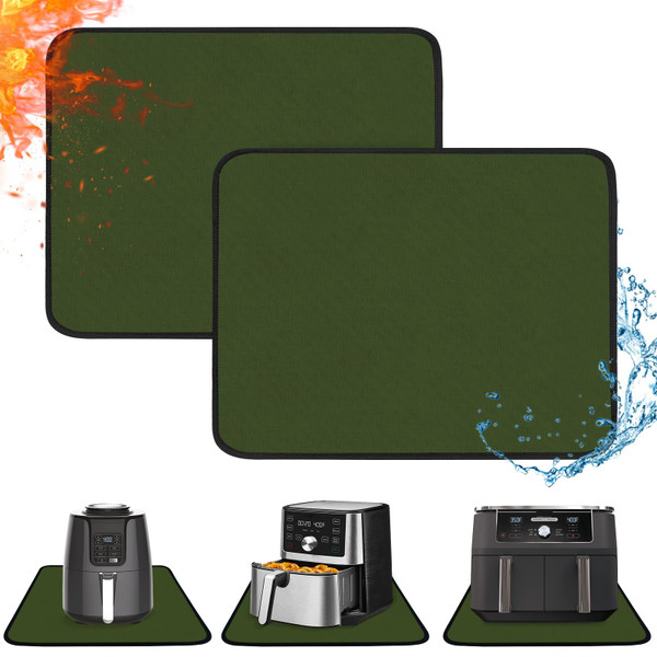 Amerbro Heat Resistant Mats for Countertop - Fireproof 16x24 in Heat Resistant Mats for Air Fryer - Kitchen Countertop Protector Hot Pad for Air Fryer, Coffee Maker, Stand Mixer, Oven 2PCS - Green