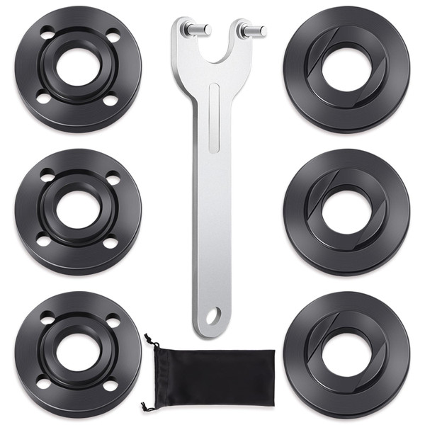7PCS Angle Grinder Nut Angle Grinder Flange Wrench, Premium Flange Metal Lock Nut with Storage Bag, Compatible with Milwaukee Makita Metabo Dewalt Bosch Ryobi Decker 4.5" 5" 5/8-11 Replacement Part