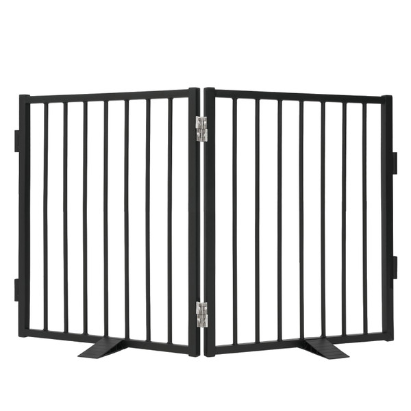 Snagle Paw Full Metal Freestanding Dog Gate,Indoor Dog Gate with Floor Protect Support Feet, 40x24Inches Foldable Dogs Barrier for Stairs, Hallways and Doorways (24'' H 2 Panel, Black)