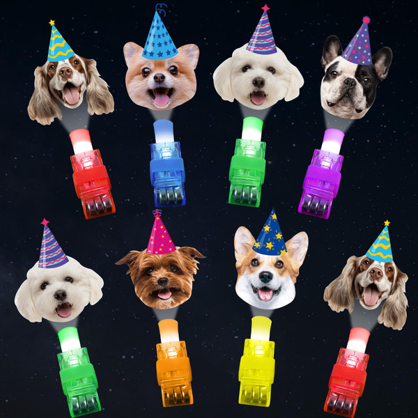 36Pcs Dog Themed LED Finger Lights Puppy Party Favors Glow in the Dark Light Up Finger Lights Toys Bulk for Birthday Party Favors Treasure Box Goodie Bag Stuffer Birthday Gifts Classroom Prize