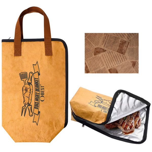 OBEST BBQ Blanket for Resting Meat, Insulated Brisket Blanket Smoker Meat Resting Bag, Wide Mouth Leak-Proof Design with 50PCS Butcher Paper, BBQ Resting Blanket for Brisket, Pork, Beef & Turkey 21"