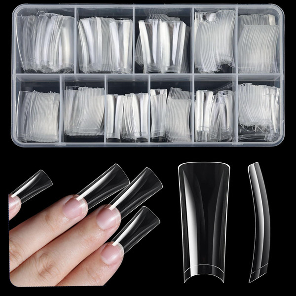 ASONRL 504Pcs Clear Duck Nail Tips Half Cover XXL Long Duck Nails Tips Press On - 12 Sizes Acrylic Gel DIY Nail Extensions for Salon-Worthy Duck Shaped Manicures & Nail Art with Box