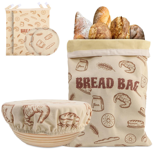 2 Pack Beeswax Bread Bags with 10'' Reusable Bowl Covers for Homemade Bread, Extra Large Reusable Beeswax Bags Set for Storage Sourdough,Large Capacity Breads Storage Bag to Keep Fresh (Yellow)