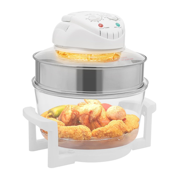 HAPPCUCOE 17.96Qt Glass Air Fryer, 360°Viewable Air Fryer with Expansion Ring,110V Convection Oven Roaster with Temperature Controls for Home, Restaurant